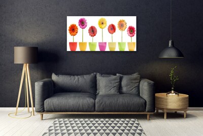 Glass Wall Art Flowers floral orange pink red yellow