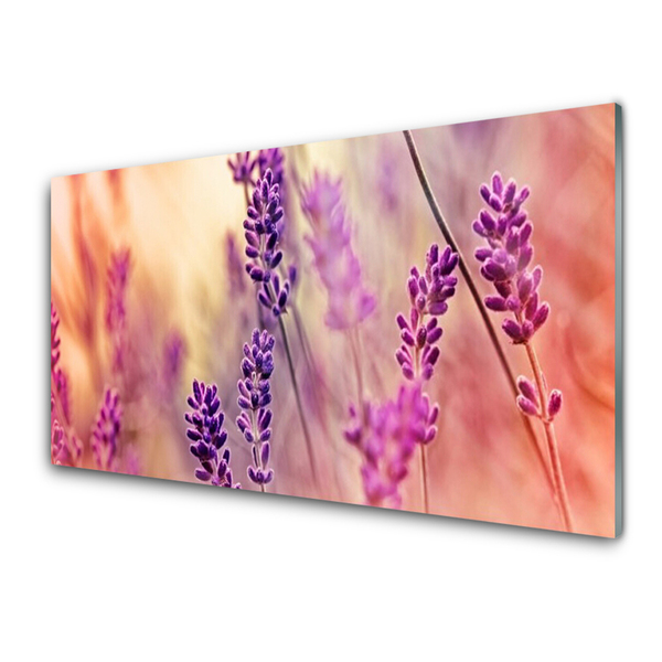 Glass Wall Art Flowers floral purple pink