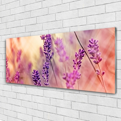 Glass Wall Art Flowers floral purple pink