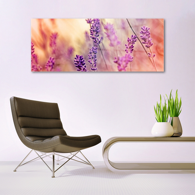 Glass Wall Art Flowers floral purple pink