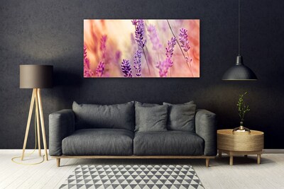 Glass Wall Art Flowers floral purple pink