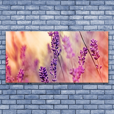 Glass Wall Art Flowers floral purple pink