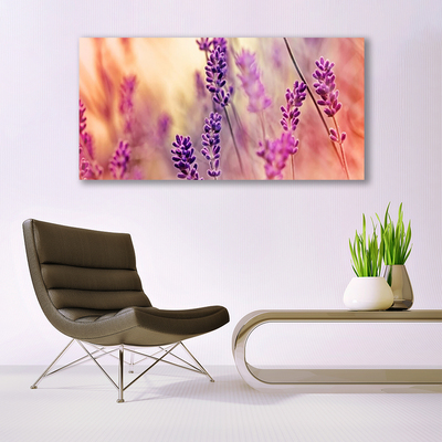 Glass Wall Art Flowers floral purple pink