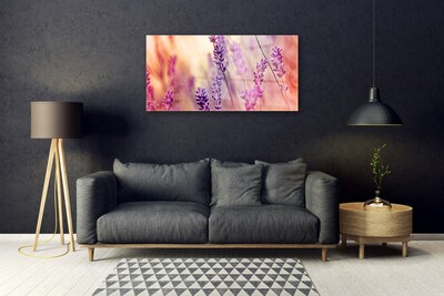 Glass Wall Art Flowers floral purple pink