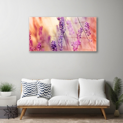 Glass Wall Art Flowers floral purple pink