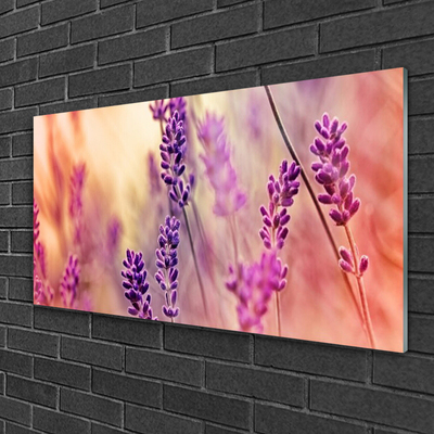 Glass Wall Art Flowers floral purple pink