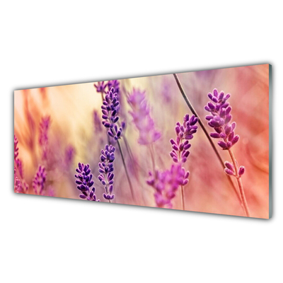 Glass Wall Art Flowers floral purple pink