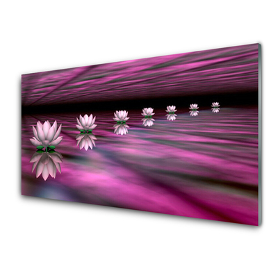 Glass Wall Art Flowers floral pink