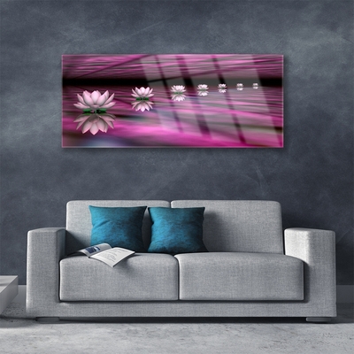 Glass Wall Art Flowers floral pink