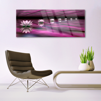 Glass Wall Art Flowers floral pink