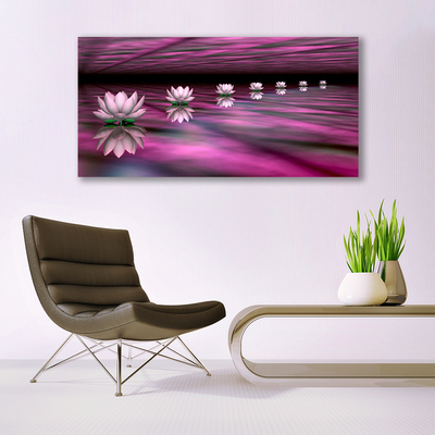 Glass Wall Art Flowers floral pink