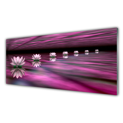 Glass Wall Art Flowers floral pink