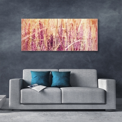 Glass Wall Art Wheat floral brown