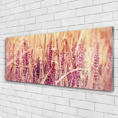 Glass Wall Art Wheat floral brown