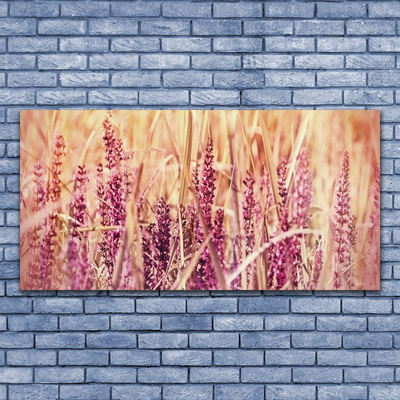 Glass Wall Art Wheat floral brown