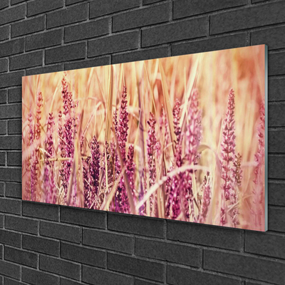 Glass Wall Art Wheat floral brown