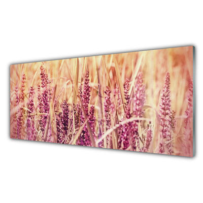 Glass Wall Art Wheat floral brown