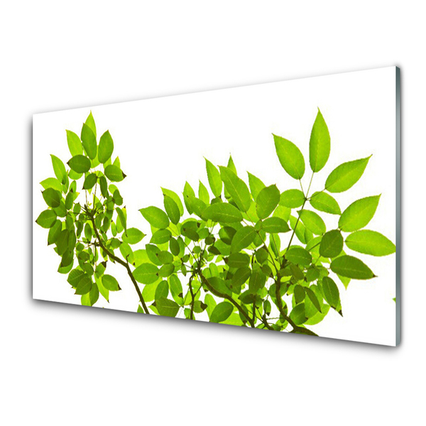 Glass Wall Art Branches leaves floral brown green