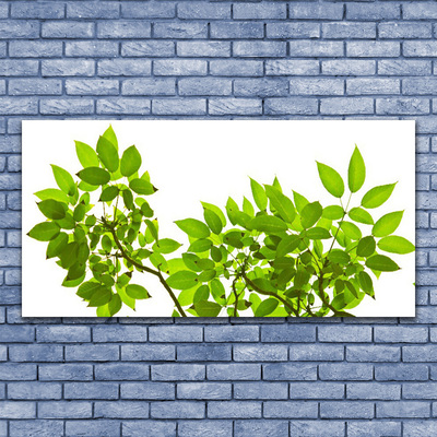 Glass Wall Art Branches leaves floral brown green