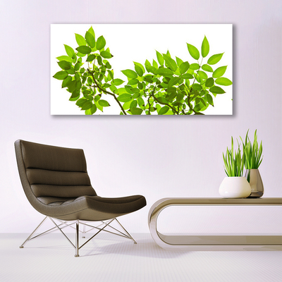 Glass Wall Art Branches leaves floral brown green