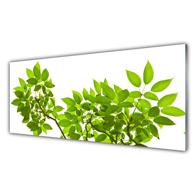 Glass Wall Art Branches leaves floral brown green