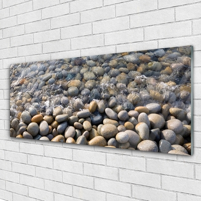 Glass Wall Art Stones art grey yellow