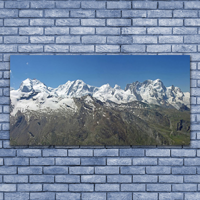 Glass Wall Art Mountains landscape white grey