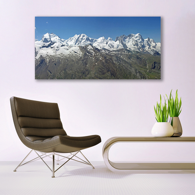 Glass Wall Art Mountains landscape white grey