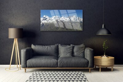 Glass Wall Art Mountains landscape white grey