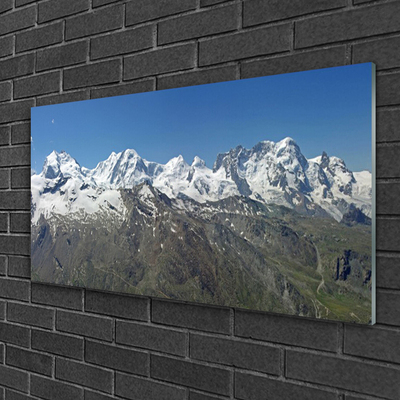 Glass Wall Art Mountains landscape white grey