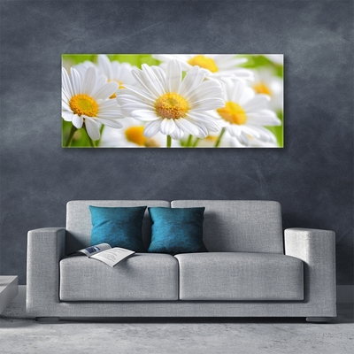 Glass Wall Art Daisy floral yellow white