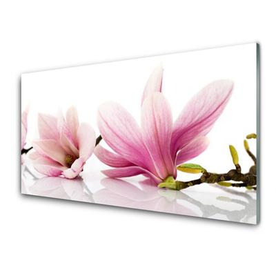 Glass Wall Art Flowers floral pink