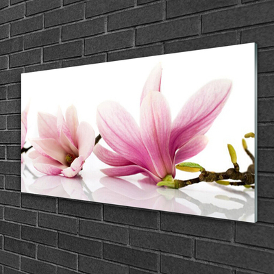 Glass Wall Art Flowers floral pink