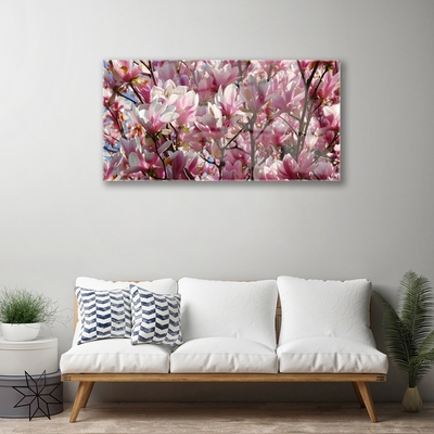 Glass Wall Art Branches flowers floral brown pink