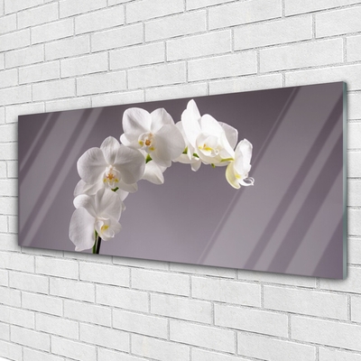 Glass Wall Art Flowers floral white