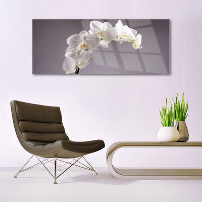 Glass Wall Art Flowers floral white