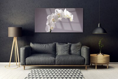 Glass Wall Art Flowers floral white