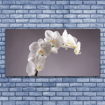 Glass Wall Art Flowers floral white