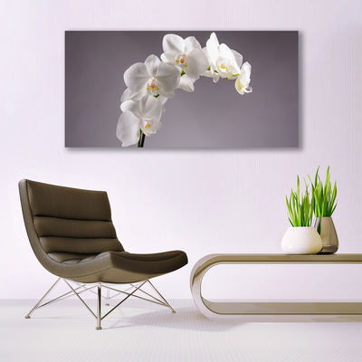 Glass Wall Art Flowers floral white