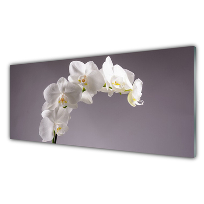 Glass Wall Art Flowers floral white