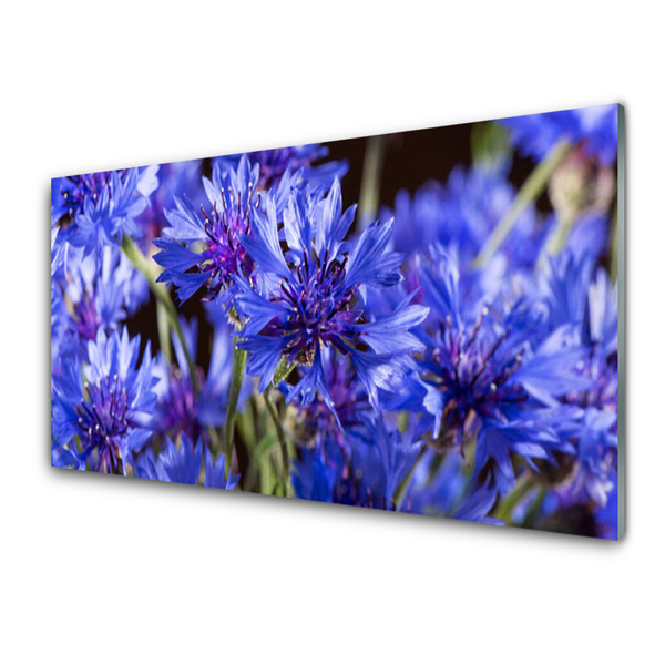 Glass Wall Art Flowers floral purple