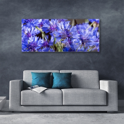 Glass Wall Art Flowers floral purple