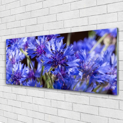 Glass Wall Art Flowers floral purple