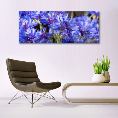 Glass Wall Art Flowers floral purple