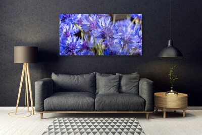 Glass Wall Art Flowers floral purple