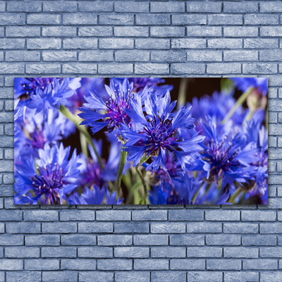 Glass Wall Art Flowers floral purple