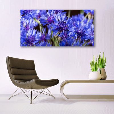 Glass Wall Art Flowers floral purple