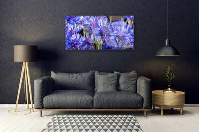 Glass Wall Art Flowers floral purple