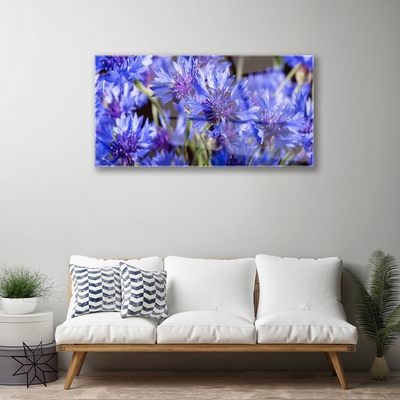 Glass Wall Art Flowers floral purple