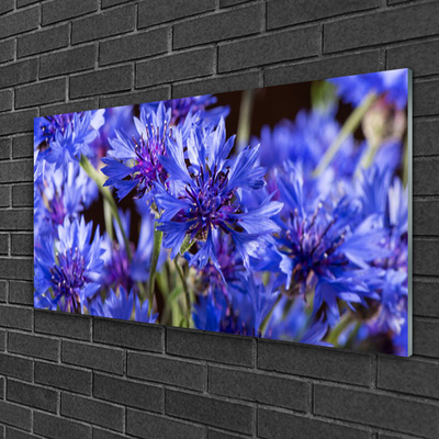 Glass Wall Art Flowers floral purple